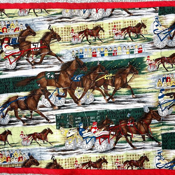 Vintage Harness Racing Quilted Table Runner 29.5" x 14.5" Horse Decor Americana - Picture 3 of 10
